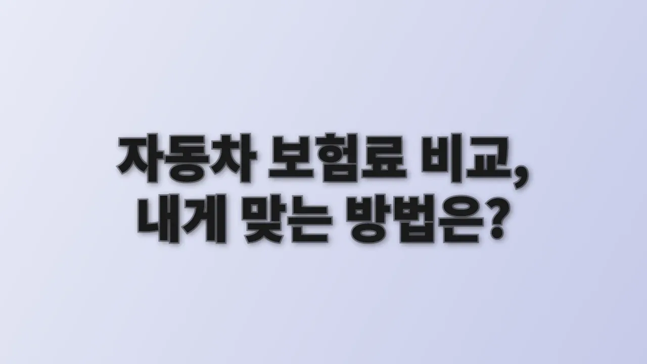 자동차 보험료 비교, 내게 맞는 방법은?